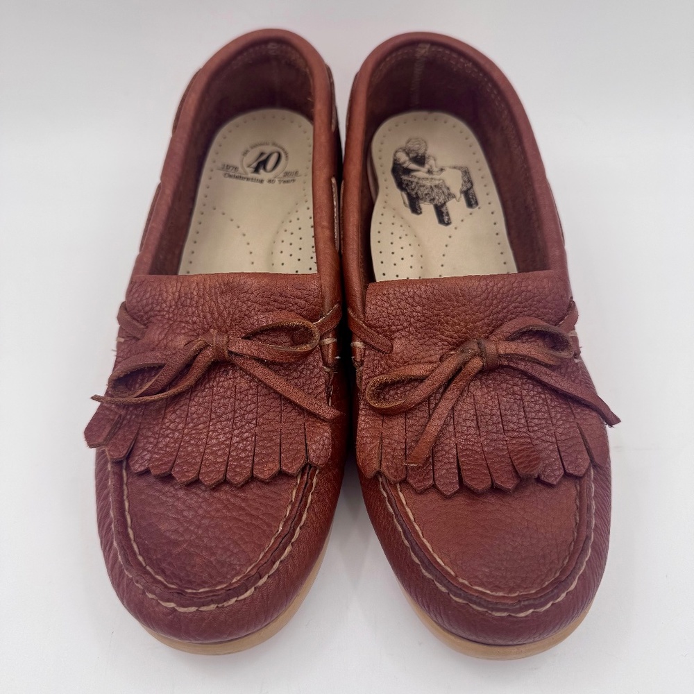SAS‎ Women's Kiltie Moccasin Loafers - Brown Leather Handsewn | Size 7.5M